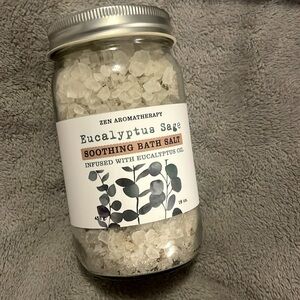 Zen Aromatherapy: Eucalyptus Sage Soothing Bath Salt with Infused Oil: New! 💚